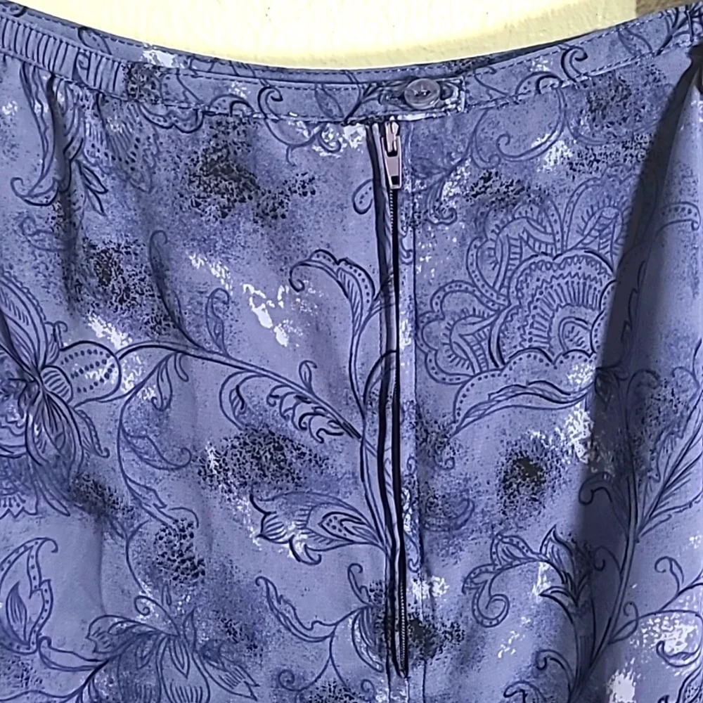 Kathie Lee Collection Blue Sleeveless Top & Blue Print Maxi-Skirt-Large Skirt 14